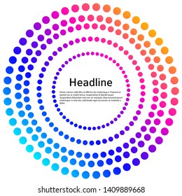 Design elements symbol Editable color halftone frame dot circle pattern on white background. Vector illustration eps 10 frame with rainbow random dots. Round border Icon using halftone circle dots 