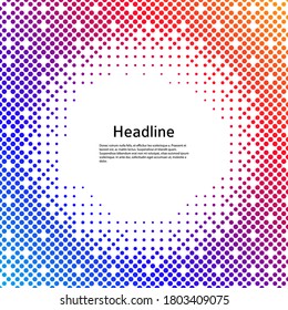 Design elements symbol Editable color halftone frame dot circle pattern on white background. Vector illustration eps 10 frame with black random dots. Round border Icon using halftone circle dots text