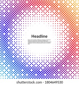 Design elements symbol Editable color halftone frame dot circle pattern on white background. Vector illustration eps 10 frame with black random dots. Round border Icon using halftone circle dots text