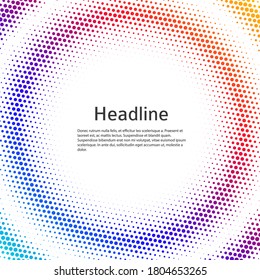 Design elements symbol Editable color halftone frame dot circle pattern on white background. Vector illustration eps 10 frame with black random dots. Round border Icon using halftone circle dots text
