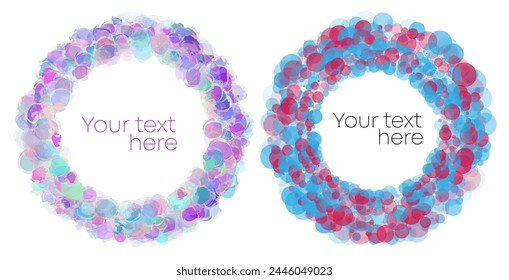 Design elements symbol Editable color halftone frame circle pattern on white background. Vector illustration eps 10 frame with rainbow random gradient. Round border Icon using halftone circle dots