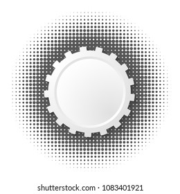 Design elements symbol Editable icon - Halftone circles, halftone dot pattern on white background.  Vector illustration eps 10 frame gears with black abstract random dots for technology, industry. 