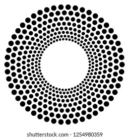 Design elements symbol Editable icon  Halftone hexsagon dot pattern on white background. Vector illustration eps 10 frame with black random dots. Round border Icon using halftone circle dots texture