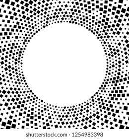 Design elements symbol Editable icon  Halftone dot square pattern on white background. Vector illustration eps 10 frame with black random dots. Round border Icon using halftone circle dots texture