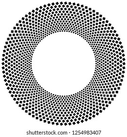 Design elements symbol Editable icon  Halftone dot square pattern on white background. Vector illustration eps 10 frame with black random dots. Round border Icon using halftone circle dots texture