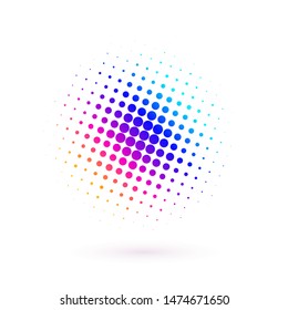 Design elements symbol Editable icon Halftone circle dot pattern colors on white background. Vector illustration eps 10 frame with random dots, Data graphic form for booklet layout page, newsletters 