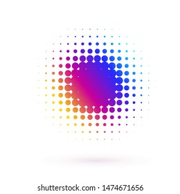 Design elements symbol Editable icon Halftone circle dot pattern colors on white background. Vector illustration eps 10 frame with random dots, Data graphic form for booklet layout page, newsletters 