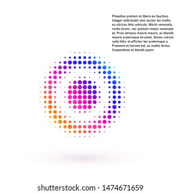 Design elements symbol Editable icon Halftone circle dot pattern colors on white background. Vector illustration eps 10 frame with random dots, Data graphic form for booklet layout page, newsletters 