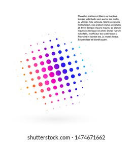 Design elements symbol Editable icon Halftone circle dot pattern colors on white background. Vector illustration eps 10 frame with random dots, Data graphic form for booklet layout page, newsletters 