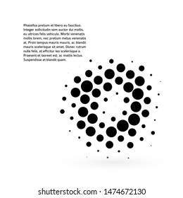 Design elements symbol Editable icon Halftone circle pattern black on white background. Vector illustration eps 10 with random dots. Dot data graphic form for booklet layout page, newsletters, banner 