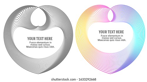 Design elements symbol Editable icon - silhouette heart, isolated on white background. Lines different thicknesses from thin to thick outline style Vector illustration eps 10