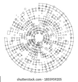 Design elements symbol Editable icon Halftone circle pattern black on white background. Vector illustration eps 10 with random dots. Dot data graphic form for booklet layout page, newsletters, banner