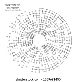 Design Elements Symbol Editable Icon Halftone Circle Pattern Black On White Background. Vector Illustration Eps 10 With Random Dots. Dot Data Graphic Form For Booklet Layout Page, Newsletters, Banner