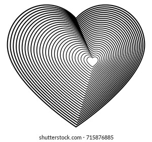 Design elements symbol Editable icon - silhouette heart, isolated on white background. Lines different thicknesses from thin to thick outline style Vector illustration eps 10 created using Blend Tool