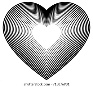 Design elements symbol Editable icon - silhouette heart, isolated on white background. Lines different thicknesses from thin to thick outline style Vector illustration eps 10 created using Blend Tool