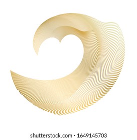 Design elements symbol effect dots fingerprint - Editable icon - silhouette heart, isolated gold on white background. Dotted outline style Vector illustration eps 10 emblem for Valentines day, wedding