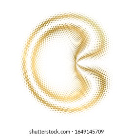 Design elements symbol effect dots fingerprint - Editable icon - silhouette heart, isolated gold on white background. Dotted outline style Vector illustration eps 10 emblem for Valentines day, wedding