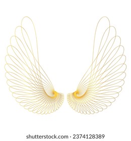 Design elements symbol effect dots fingerprint - Editable icon - silhouette heart, isolated gold on white background. Angel wings. Vector illustration eps 10 emblem for Valentines day, wedding