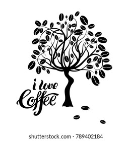 Design elements template for coffee shops and brew bars.Calligraphy style quote with coffee for banner or poster. Vector illustration