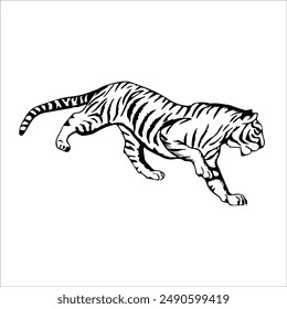 Design elements of tiger vector illustrations. Design tattoo tiger.