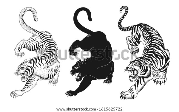 design elements of\
tiger vector\
illustrations