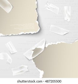design elements, torn paper with transparent sellotape