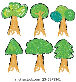 Design elements of trees in scribble style