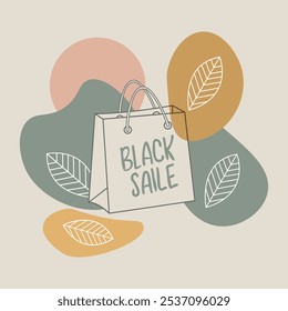 Design elements for the design of various advertising products. Grocery bag. Environmentally friendly. Pastel colors.
