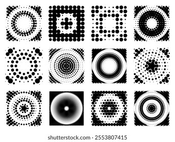 design elements. vector halftone dotted frames set