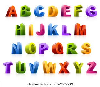 Design elements. Vector illustration of colorful three dimensional letters.