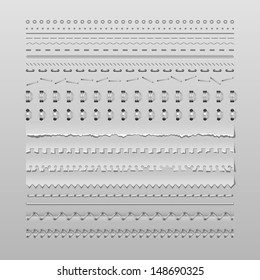 Design elements vector set of high detailed stitches and dividers