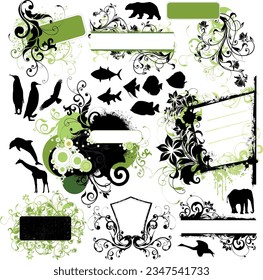 design elements and vector work green and black background