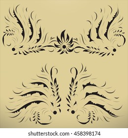 Design elements for vintage frames 1.Vector ornate motifs. Elements can be ungrouped for easy editing.