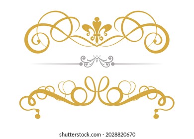 Diseñar elementos de estilo vintage sobre un fondo blanco. Elemento de diseño de iconos de oro. Ilustración vectorial aislada. Cartel, cartel, postal