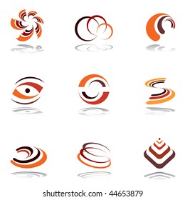 Design elements in warm colors. Set #4. Vector.