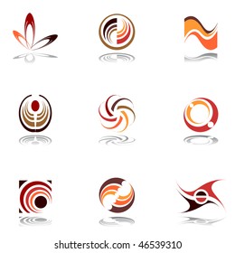 Design elements in warm colors. Set 9. Vector.