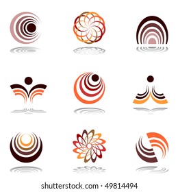 Design elements in warm colors. Set #12. Vector illustration.