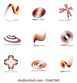 Design elements in warm colors. Set #14. Vector illustration.
