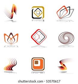 Design elements in warm colors. Set 15. Vector illustration.