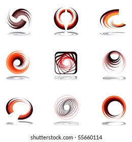 Design elements in warm colors. Set #16. Vector illustration.