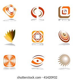 Design elements in warm colors. Vector set #2.