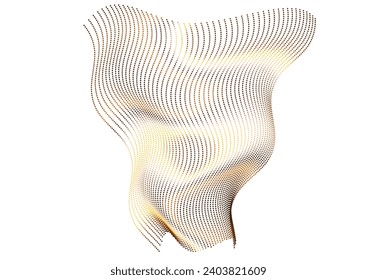 Design elements. Wave glittering dotted lines. Abstract glow wavy stripe on white background isolated. Brush mesh glow effect creative line art. Vector illustration EPS 10 art deco style for wedding