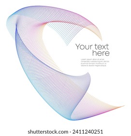 Design elements. Wave glittering dotted lines. Abstract glow wavy stripe on white background isolated. Brush mesh glow effect creative line art. Vector illustration EPS 10 art deco style for wedding