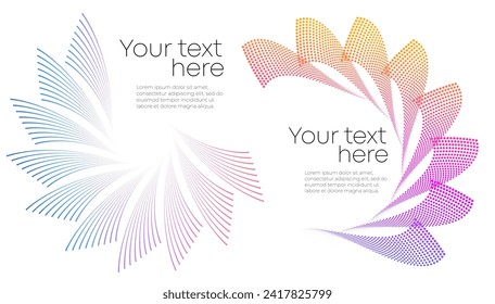 Design elements. Wave glittering dotted lines. Abstract glow wavy stripe on white background isolated. Brush mesh glow effect creative line art. Vector illustration EPS 10 art deco style for wedding