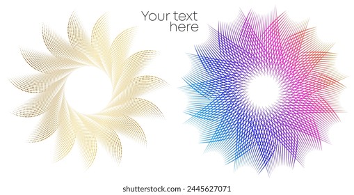 Elementos de diseño. Onda brillantes líneas de arco iris. Abstractas signo ondulado brillante sobre fondo blanco aislado. Efecto de brillo de malla de cepillo arte de línea creativa. Ilustración vectorial EPS 10 para Anuncio, página de marco