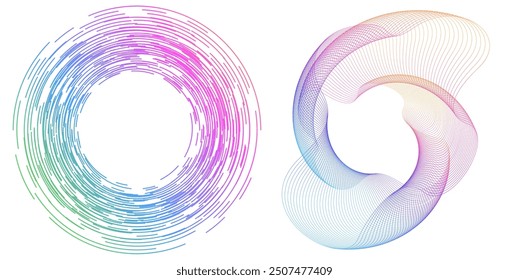 Design elements Wave lines circle ring for Medical, Healthy Lifestyle, Fitness, Wellness, Organic, Eco business. For Icon, Logo, and Background made of Circular Dots, Lines, and Spirals