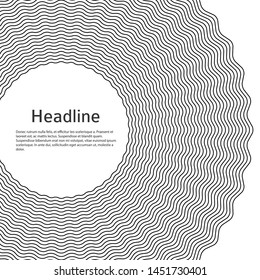 Design elements. Wave of many black lines circle ring. Abstract wavy stripes on white background isolated. Vector illustration EPS 10. Colourful waves with lines created using Blend Tool 