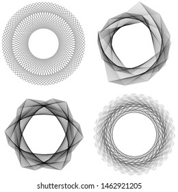 Design elements. Wave of many black lines circle ring. Abstract wavy stripes on white background isolated. Vector illustration EPS 10. Colourful waves with lines created using Blend Tool 