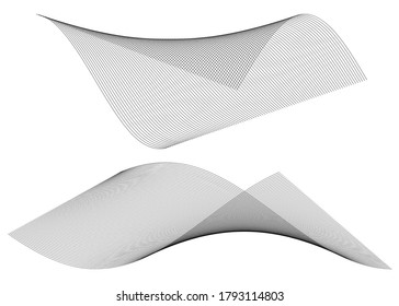 Design elements. Wave of many black lines circle twist. Abstract wavy stripes on white background isolated. Vector illustration EPS 10 with lines created using Blend Tool for promotion presentation