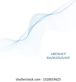 Design elements. A wave of many blue lines. Abstract wavy stripes on a white background isolated. Creative art. Blue smoke wave.